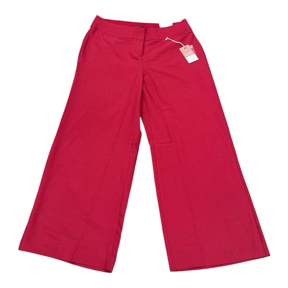 Lane Bryant The Allie Tailored Wide Leg Stretch 16R Pants Cuffed Magenta Pink